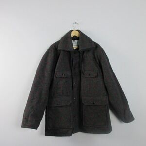 Johnson Woolen Mills Quilted Coat Men 46 Wool Plaid Vtg Outdoor Hunting 1730